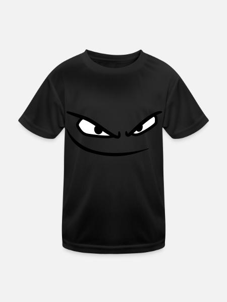 mund gesicht boese augen gefaehrlich gemein comic - Kinder Funktions-T-Shirt - Schwarz - Vorne