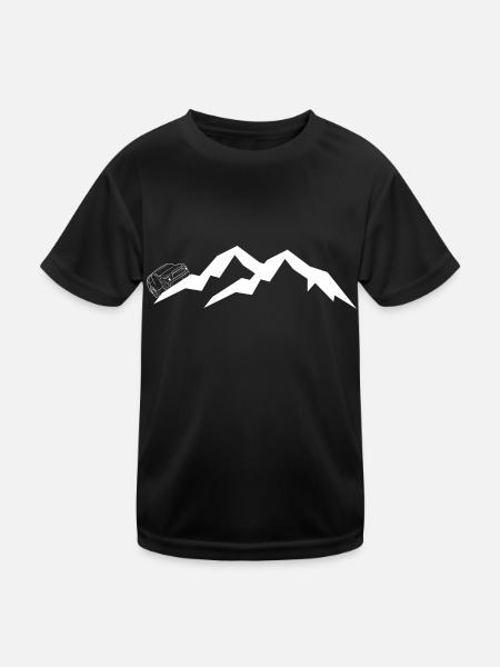 Geländewagen auf den Bergen - Kinder Funktions-T-Shirt - Schwarz - Vorne