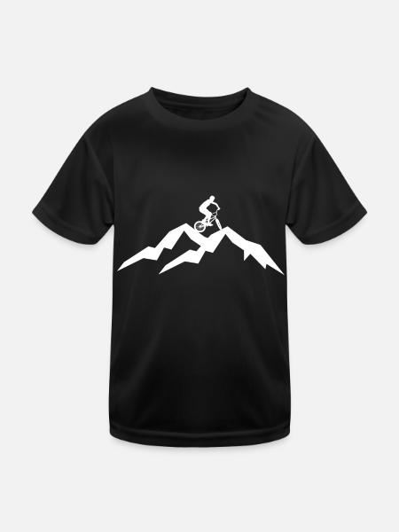 BMX in den Bergen - Kinder Funktions-T-Shirt - Schwarz - Vorne
