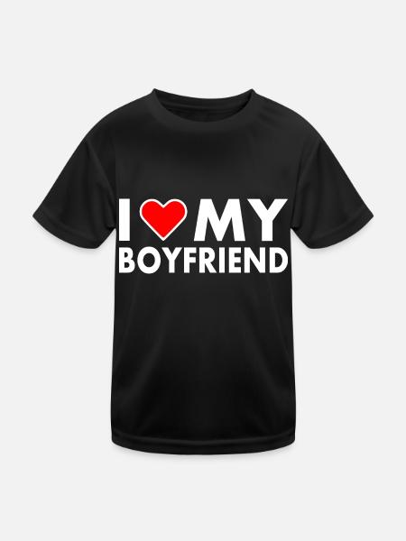 I love my boyfriend - Kinder Funktions-T-Shirt - Schwarz - Vorne