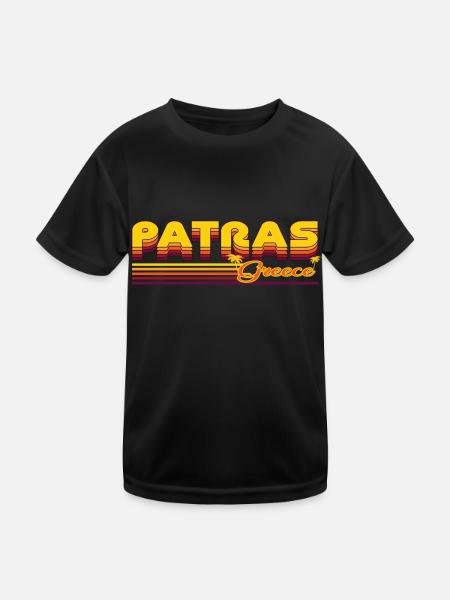 Patras: design rétro méditerranéen - T-shirt sport Enfant - noir - Devant