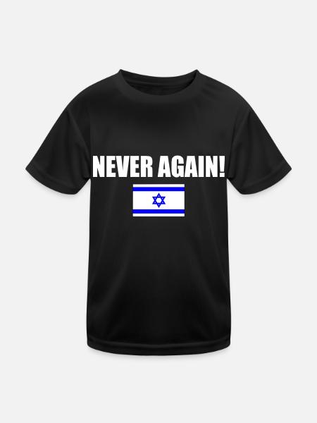 Never again - israel - Kinder Funktions-T-Shirt - Schwarz - Vorne