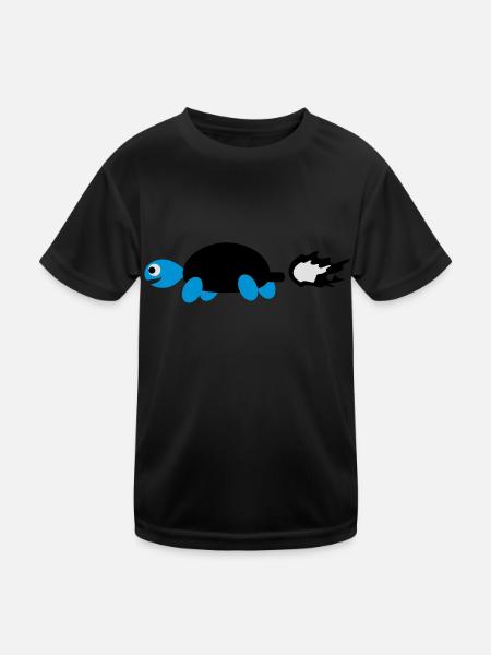 Schildkröte Turbo - Kinder Funktions-T-Shirt - Schwarz - Vorne