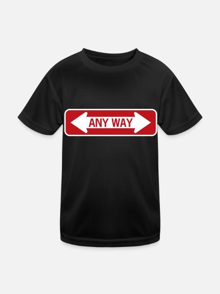 Road sign any way red - Kids Functional T-Shirt - black - Front