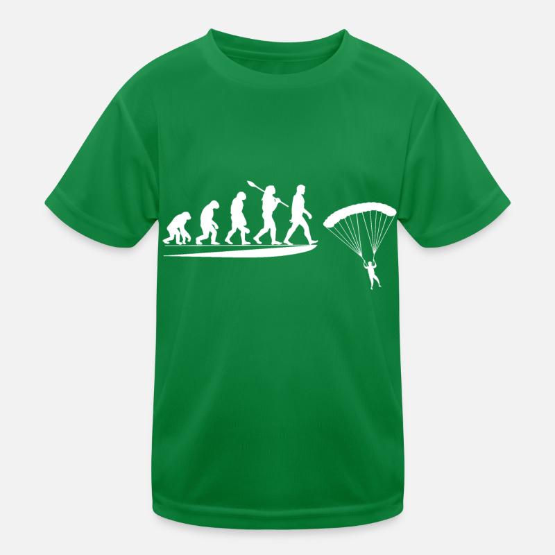 Fallschirm Evolution vom Affen zum Fallschirmspringer Kinder Funktions-T-Shirt