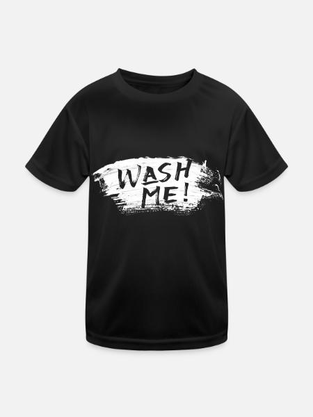 Wash Me - Kinder Funktions-T-Shirt - Schwarz - Vorne