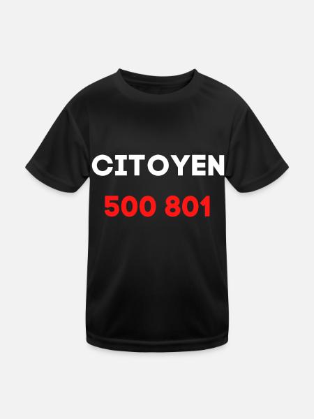 citoyen 500 801 numéro gouvernement - T-shirt sport Enfant - noir - Devant