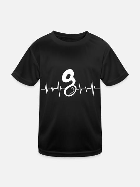 Sousaphone Heartbeat Ecg Brass Band Musician - Kids Functional T-Shirt - black - Front