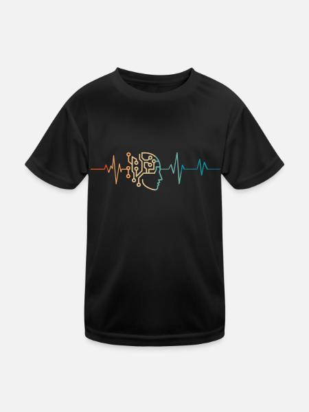 Heartbeat Retro Künstliche Intelligenz - Kinder Funktions-T-Shirt - Schwarz
