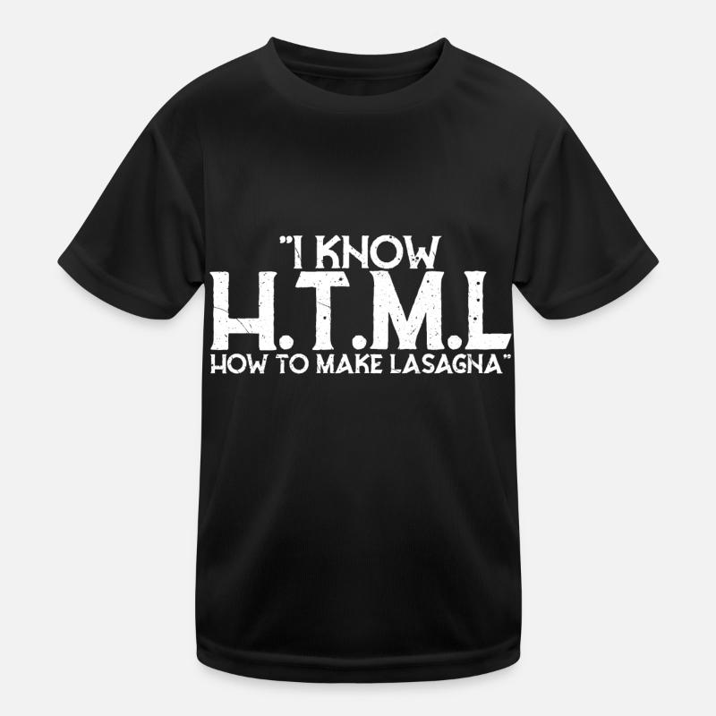 Ich weiß HTML Wie man Lasagne macht Kinder Funktions-T-Shirt