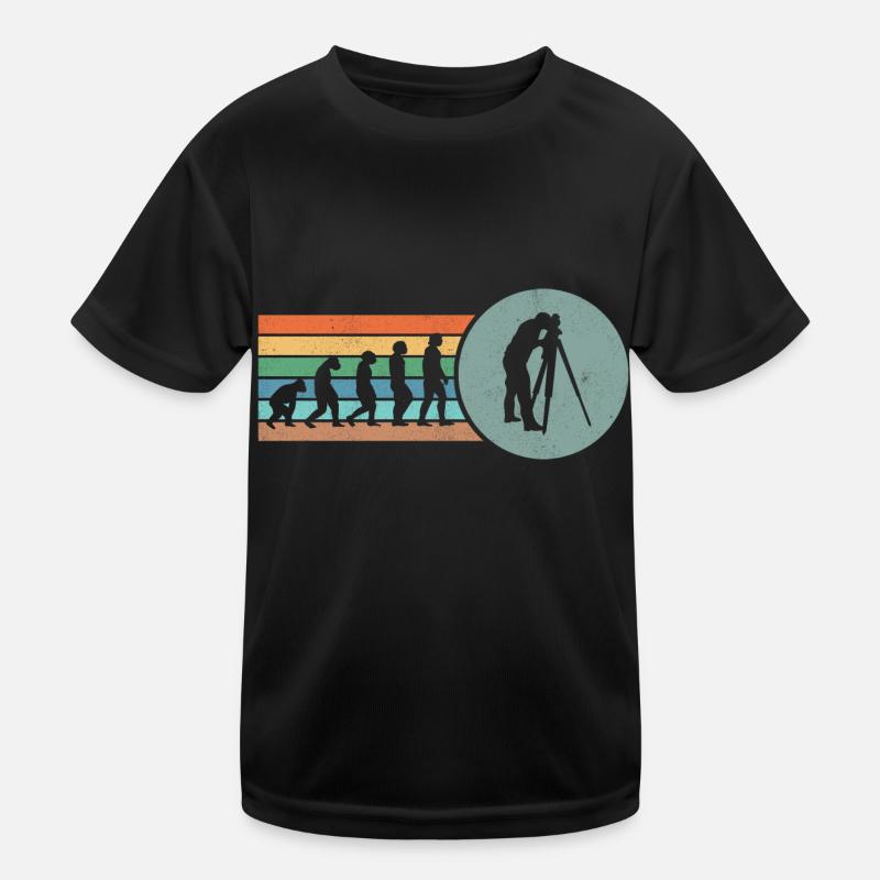 Retro Land Surveying Human Evolution Engineer Land Kids Functional T-Shirt