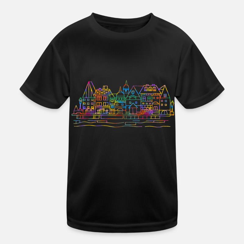 Bunte Häuser Kinder Funktions-T-Shirt