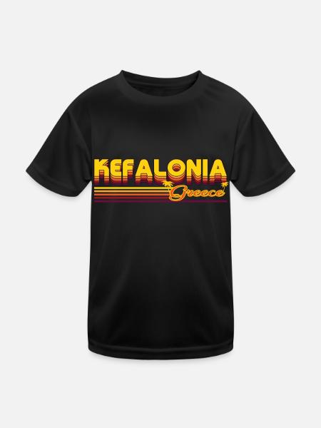 Céphalonie : design rétro estival - T-shirt sport Enfant - noir - Devant