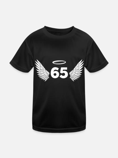 Angel Number 65 - 65th Birthday Wings - Kids Functional T-Shirt - black - Front
