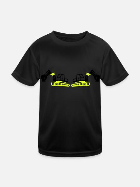 Excavator 2 - Kids Functional T-Shirt - black - Front