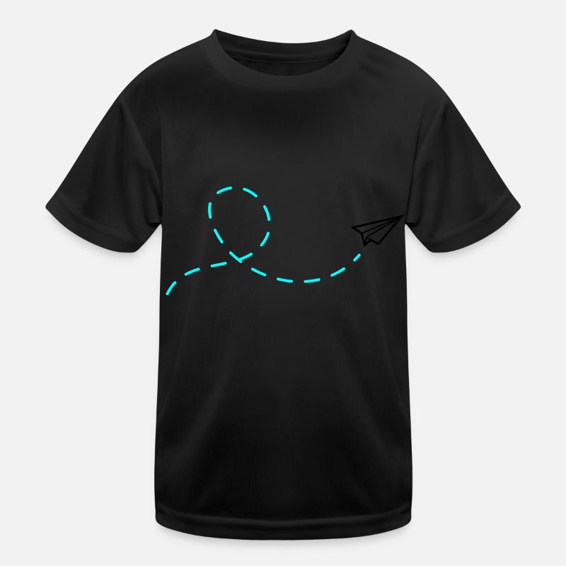 Papierflieger - Kinder Funktions-T-Shirt - Schwarz