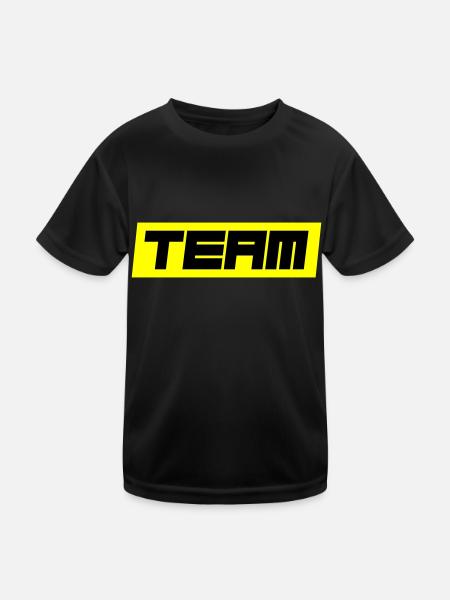 Team - Kinder Funktions-T-Shirt - Schwarz - Vorne