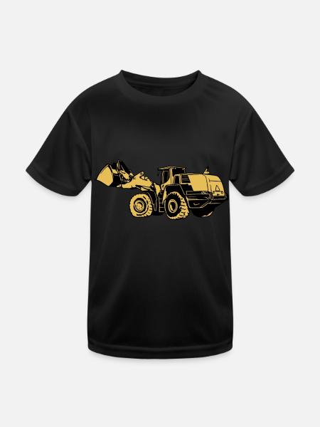 Machine de chargement silhouette sur pneus carrière - T-shirt sport Enfant - noir - Devant