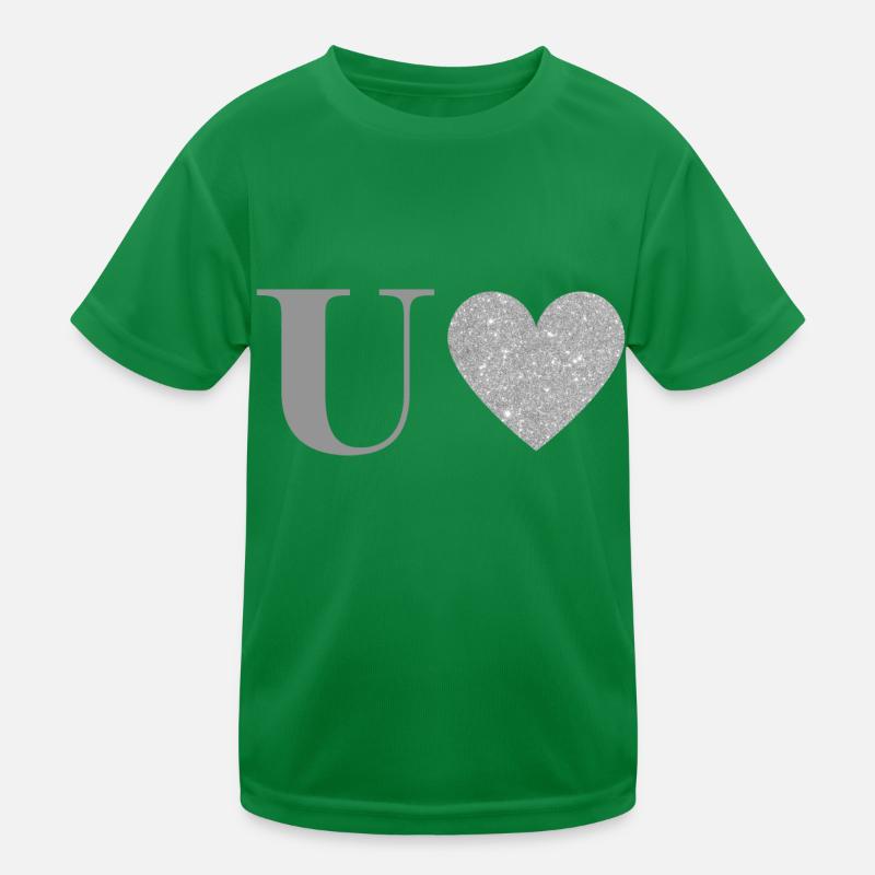 Silberner Herzbuchstabe u Kinder Funktions-T-Shirt