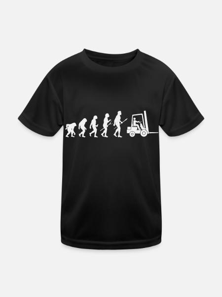 Gabelstapler-Evolution - Kinder Funktions-T-Shirt - Schwarz - Vorne