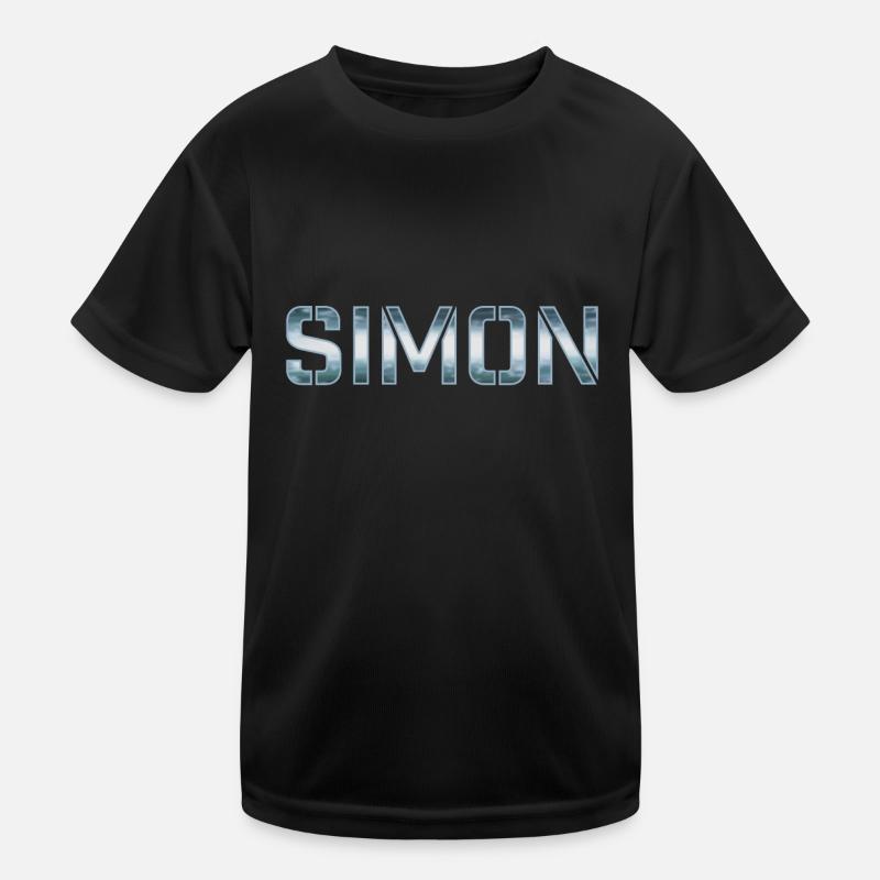 Simon Vorname Name blue silver white Kinder Funktions-T-Shirt