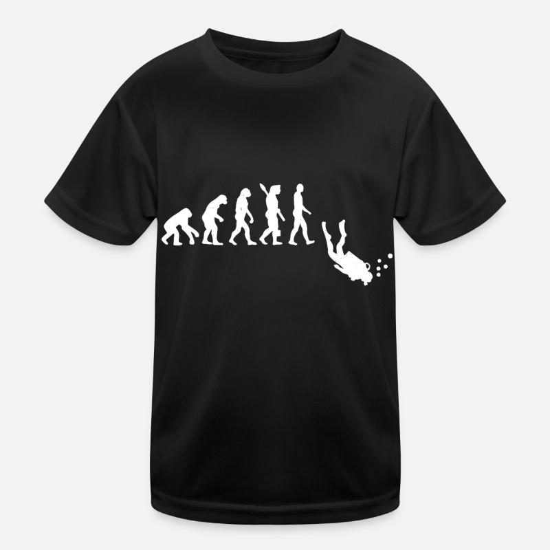 Funny Diver Evolution - Scuba Diving - Kids Functional T-Shirt - black