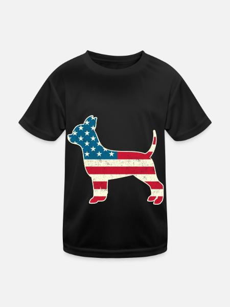 4th of July Chihuahua Dog American Flag USA - Kinder Funktions-T-Shirt - Schwarz - Vorne