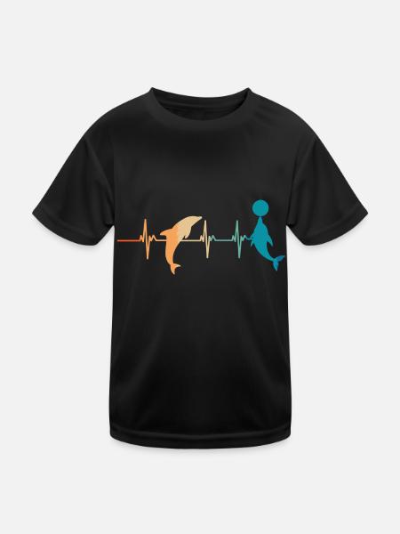 Delphin-Herzschlag - Kinder Funktions-T-Shirt - Schwarz - Vorne