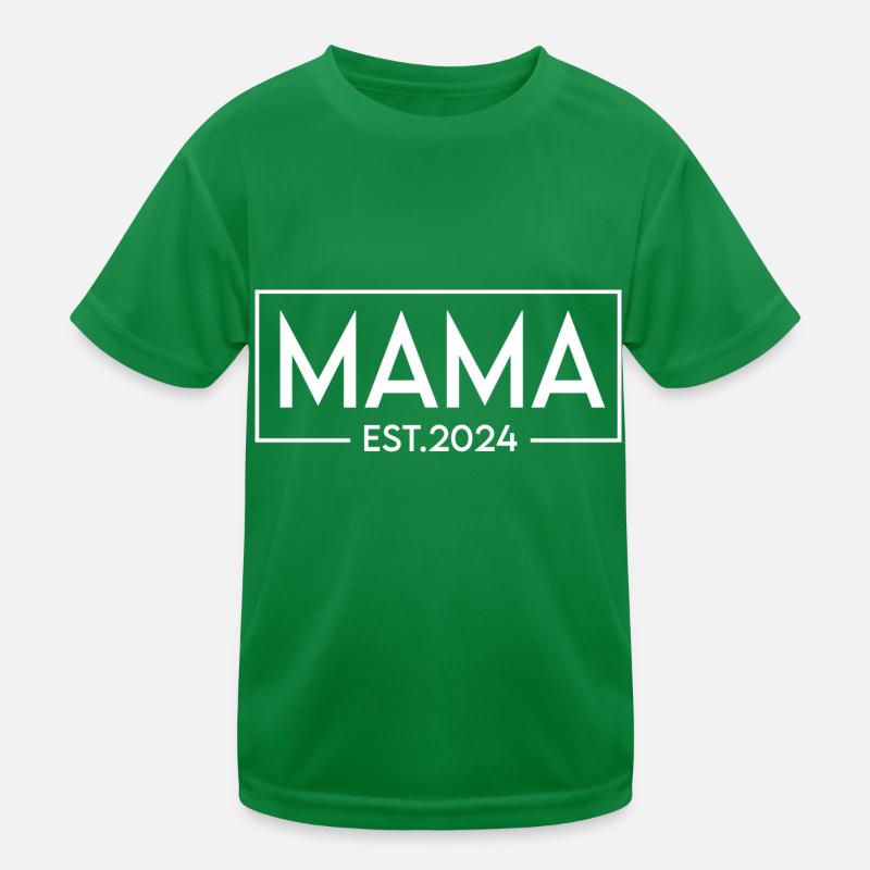 Mama Est 2024 Bald Mama Schwangerschaft Ankündigung Kinder Funktions-T-Shirt