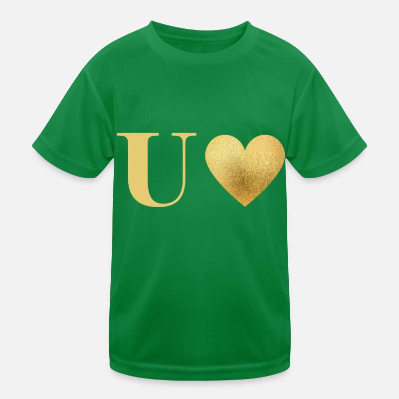 Letter u golden heart Kids Functional T-Shirt