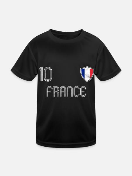 Frankreich Fußball Mannschaft - Kinder Funktions-T-Shirt - Schwarz - Vorne
