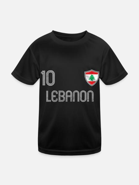 Libanon Fußball Mannschaft - Kinder Funktions-T-Shirt - Schwarz - Vorne