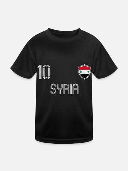 Syrien Fußball Mannschaft - Kinder Funktions-T-Shirt - Schwarz - Vorne