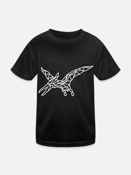 Flugsaurier Dino Geometrie - Kinder Funktions-T-Shirt - Schwarz - Vorne