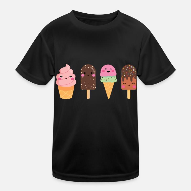 Kawaii Eiscreme - Süße Eiscreme Gesichter Kinder Funktions-T-Shirt