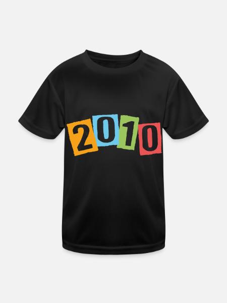 Geboren 2010 – Geburtstag mit großen bunten Zahlen - Kinder Funktions-T-Shirt - Schwarz - Vorne