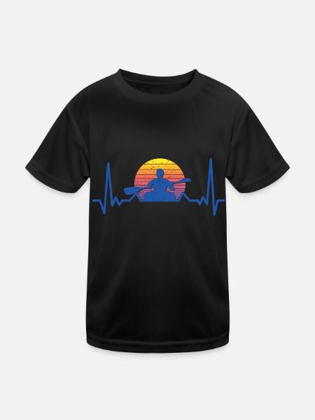 Heartbeat Graphic Kayaking Canoe Rowing Rower Padd - Kinder Funktions-T-Shirt - Schwarz - Vorne