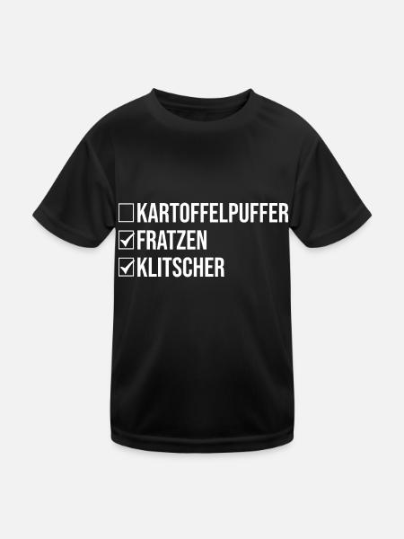 Erzgebirge Kartoffelpuffer Mundart - Kinder Funktions-T-Shirt - Schwarz - Vorne
