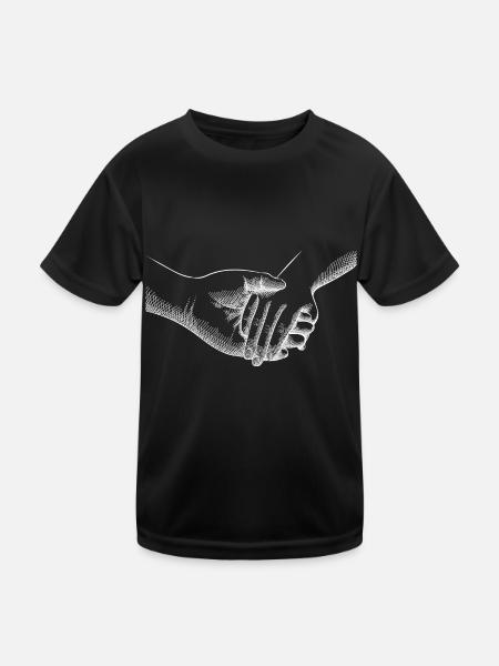 Hände halten Liebe Paar Skizze - Kinder Funktions-T-Shirt - Schwarz - Vorne
