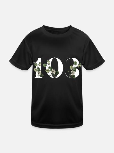 Numéro 103 floral vert - 103e anniversaire floral - T-shirt sport Enfant - noir - Devant