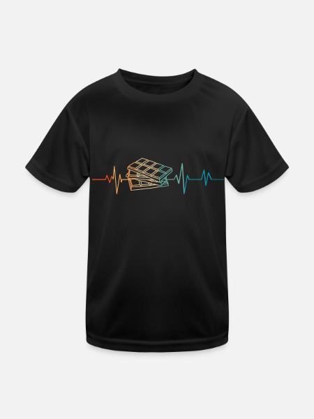 Battement de coeur rétro tablette de chocolat - T-shirt sport Enfant - noir - Devant