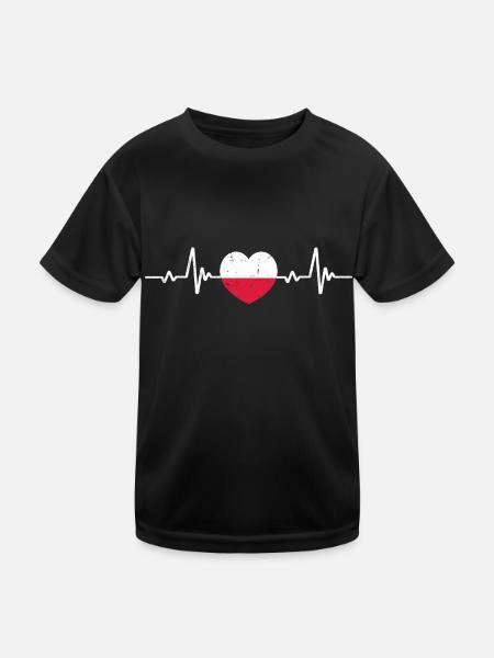 Poland Polska Polish Polish Flag Retro - Kids Functional T-Shirt - black - Front
