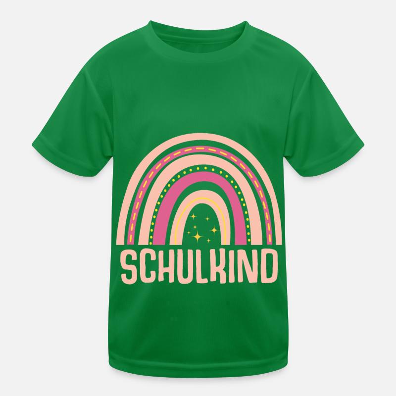 Regenbogen Schulkind Schulanfang Mädchen Kinder Funktions-T-Shirt