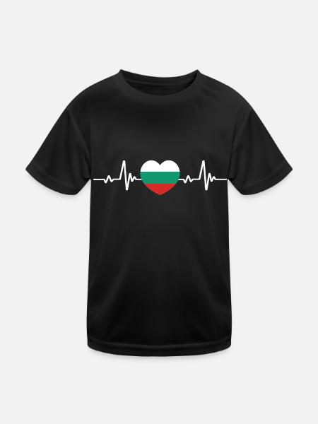 Bulgaria Heart Bulgarian Flag Flag - Kids Functional T-Shirt - black - Front