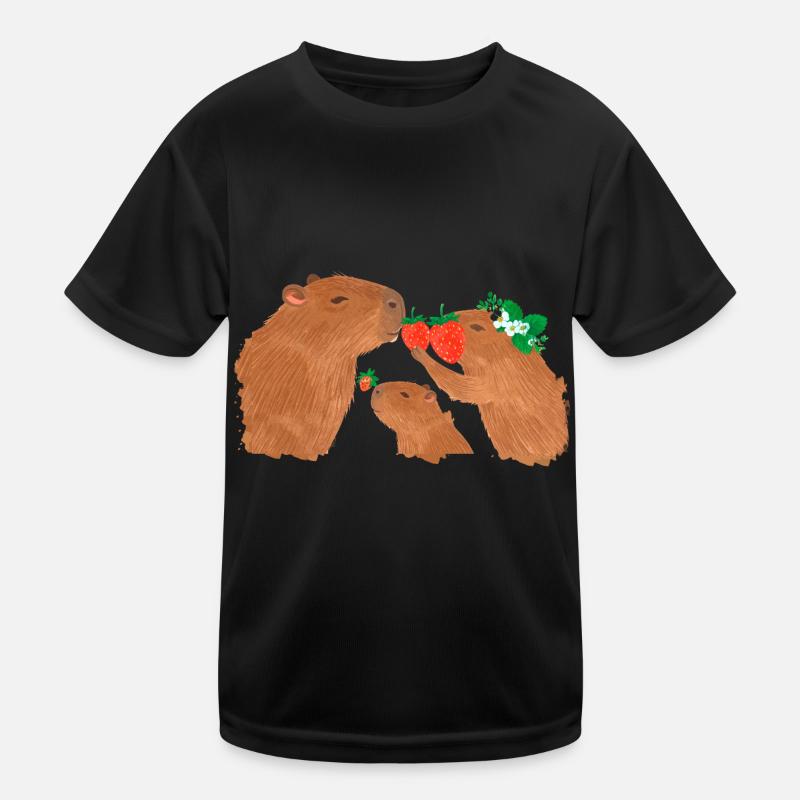 Capybara, capybara, strawberries, drawing Kids Functional T-Shirt