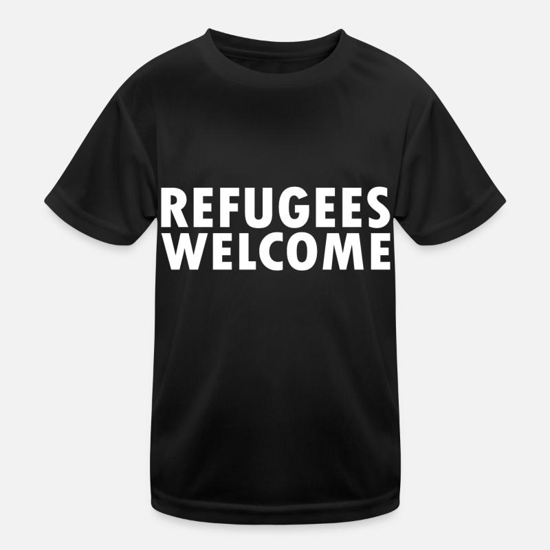 refugees welcome - Kids Functional T-Shirt - black