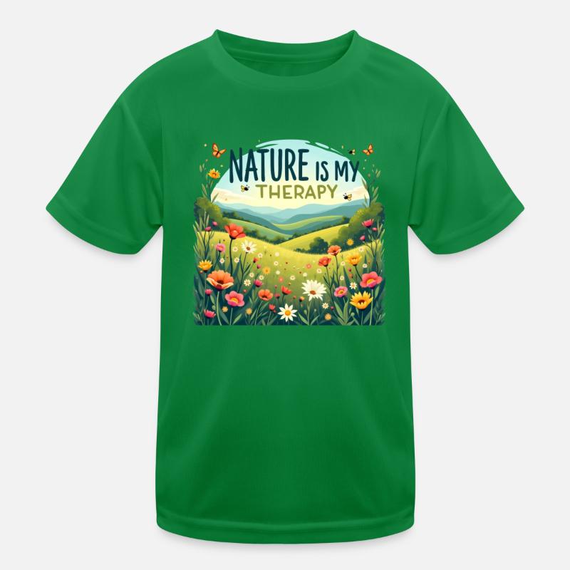 Nature is my Therapy - Flower Meadow Kids Functional T-Shirt