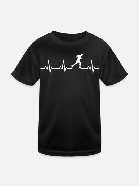 Jogger Herzlinie - Kinder Funktions-T-Shirt - Schwarz - Vorne