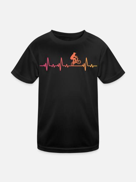 BMX Bike Sunset BMX Rider's Heartbeat - Kinder Funktions-T-Shirt - Schwarz - Vorne