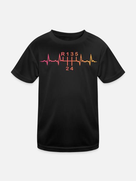 5-Gang-Schaltgetriebe Sunset Heartbeat - Kinder Funktions-T-Shirt - Schwarz - Vorne